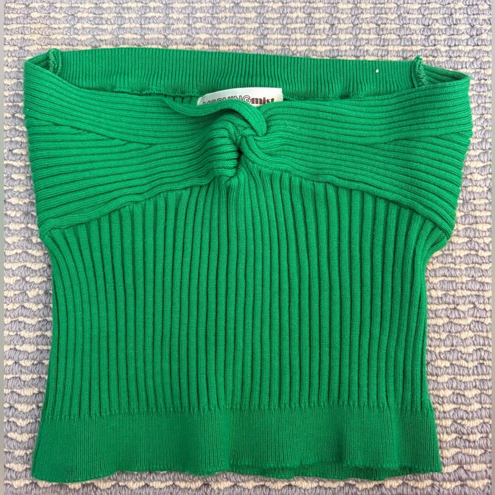 Green Ribbed Knit Tube Top